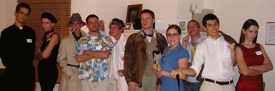 From left to right: Vic Townhill, Marie Renard, Joey Keene,Captain Sam Ironheart, Gabe Schwartz, Connor McDouglas, Jane Carter,Alex Thomas, Dexter Fairchild, and Caroline Tanner. They had a simplysmashing evening. 
								– Tara Laben